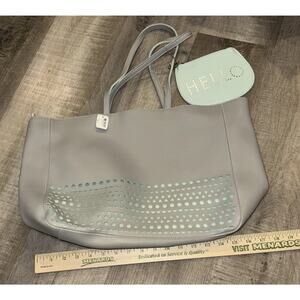 Bath & Body Works Hello Tote Bag Gray Blue Large New